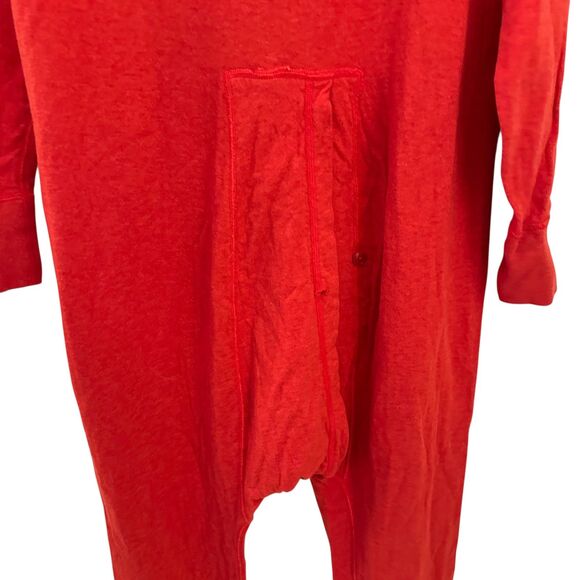 L.L. Bean Unisex Red One Piece Button Up Wool Blend Inner Layer Body Suit Size M - Picture 3 of 6